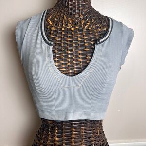 Urban Outfitters Out From Under Go For Gold Light Blue Seamless Crop Top Size XS